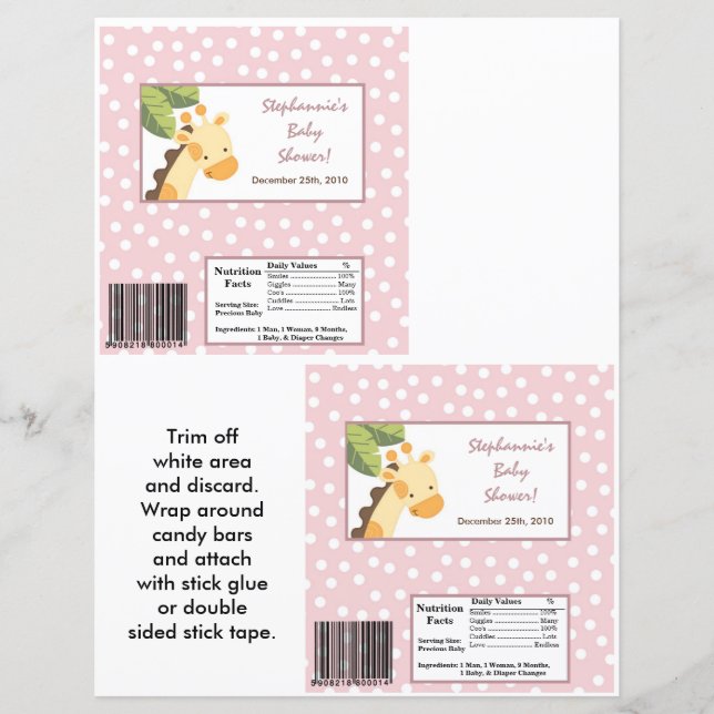 2 Hershey's Large Bar Wrapper Safari Jungle Giraff (Vorderseite)