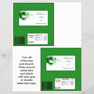 2 Hershey's Large Bar Wrapper Sweet 16 Green Flyer