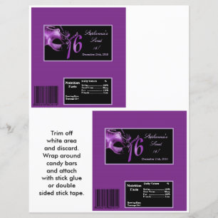 2 Hershey's Large Bar Wrapper Sweet 16 Lila