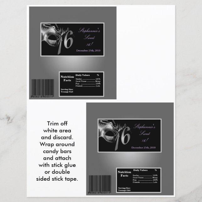 2 Hershey's Large Bar Wrapper Sweet 16 Silver (Vorderseite)