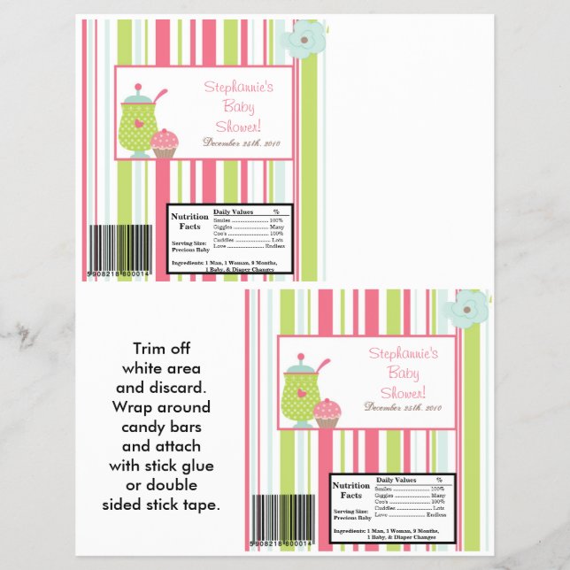 2 Hershey's Large Bar Wrapper Tea Party Pink Flyer (Vorne)