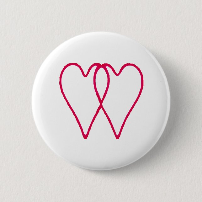 2 Herz-zusammen Weiß die MUSEUM Zazzle Geschenke Button (Vorderseite)