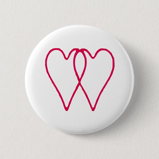 2 Herz-zusammen Weiß die MUSEUM Zazzle Geschenke Button (Vorderseite)