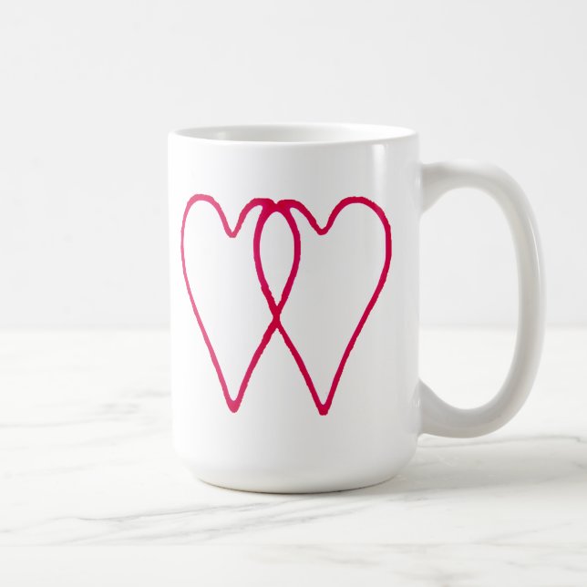 2 Herz-zusammen Weiß die MUSEUM Zazzle Geschenke Kaffeetasse (Rechts)