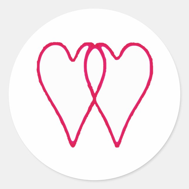 2 Herz-zusammen Weiß die MUSEUM Zazzle Geschenke Runder Aufkleber (Vorderseite)