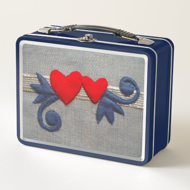 2 Herzen Metall Brotdose (Vorderseite)