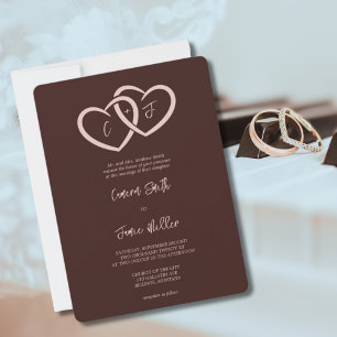 2 Herzen verbunden mit den Initials Sienna Wedding Einladung