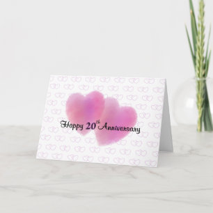 2 Herzen zum 20. Hochzeitstag Karte