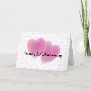 2 Herzen zum 30. Hochzeitstag Karte