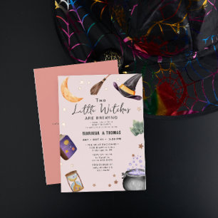 2 Hexen Brauen Zwillingsmädchen Halloween Kinderdu Folieneinladung