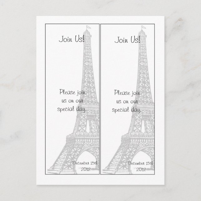 2 Hochzeit in Paris Save the Date Lesezeichen Ankündigungspostkarte (Vorderseite)