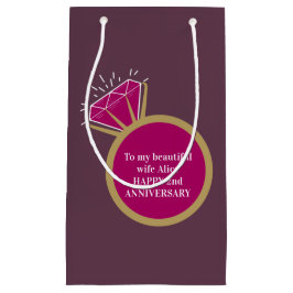 2. Hochzeit Jubiläum dunkelrote Edelsteinring Kleine Geschenktüte