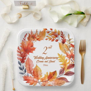 2. Hochzeitstag Herbst Pappteller