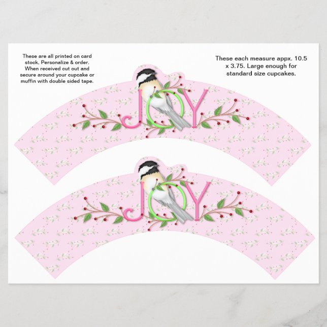 2 Holiday JOY Custom Cupcake Wrappers Weihnachten Flyer (Vorne)