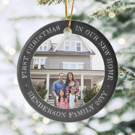 2 House Fotos First Xmas New Zuhause Imitate Chalk Keramik Ornament