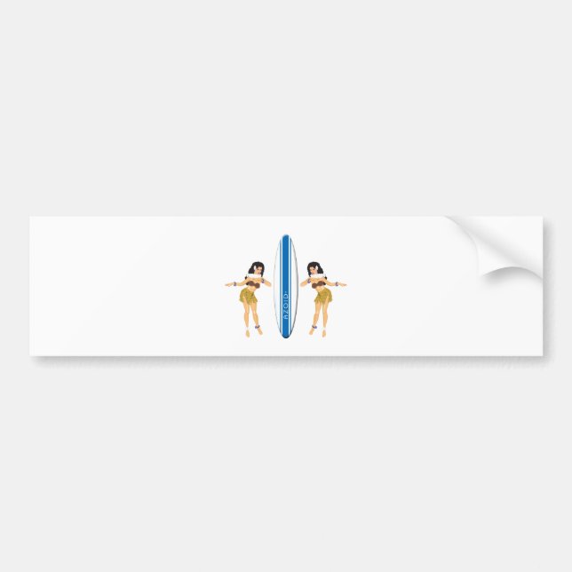 2 Hulas und Surfboard Autoaufkleber (Vorne)