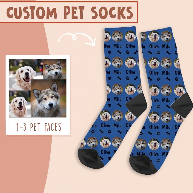 2 Hunde 2 Bezeichnungen Personalisiertes Hunde-Fot Socken (Von Creator hochgeladen)