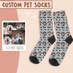 2 Hunde 2 Namen Personalisiertes Hunde-Foto auf Gr Socken