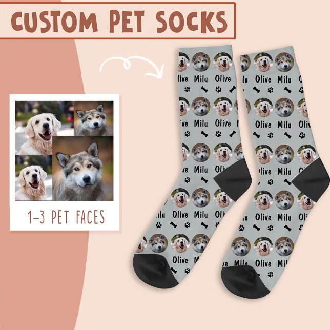 2 Hunde 2 Namen Personalisiertes Hunde-Foto auf Gr Socken (Von Creator hochgeladen)