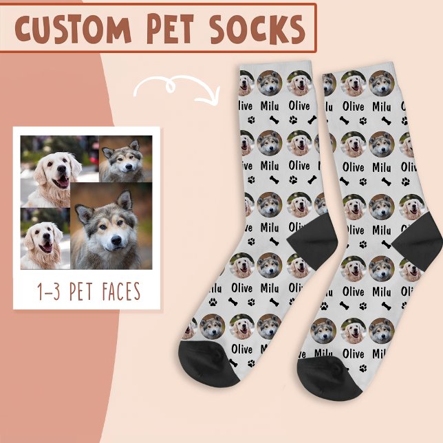 2 Hunde 2 Namen Personalisiertes Hunde-Foto auf Gr Socken (Von Creator hochgeladen)
