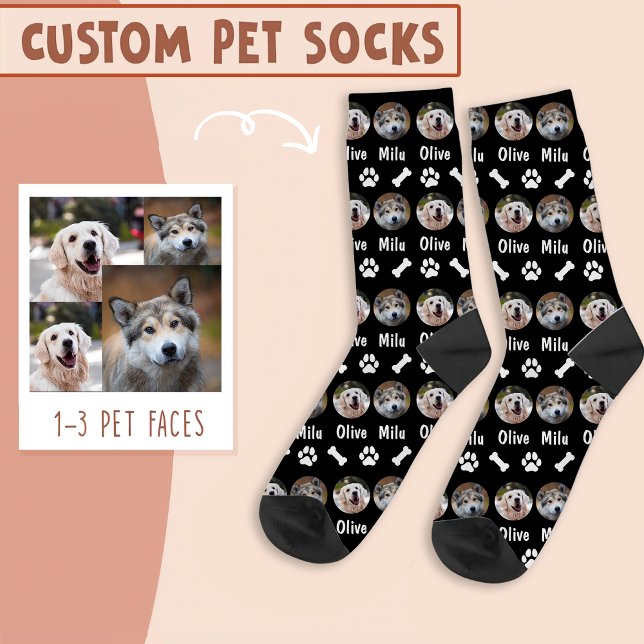 2 Hunde 2 Namen Personalisiertes Hunde-Foto auf sc Socken (Von Creator hochgeladen)