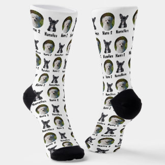 2 Hunde 2 Personalisierte Dog Foto Socken, weiß Socken