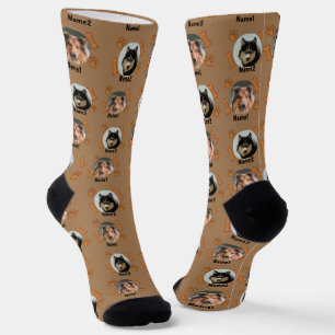 2 Hunde Fotos 2 Namen + Knochen & Paw Prints - bra Socken