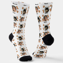 2 Hunde Fotos 2 Namen + Knochen & Paw Prints - wei