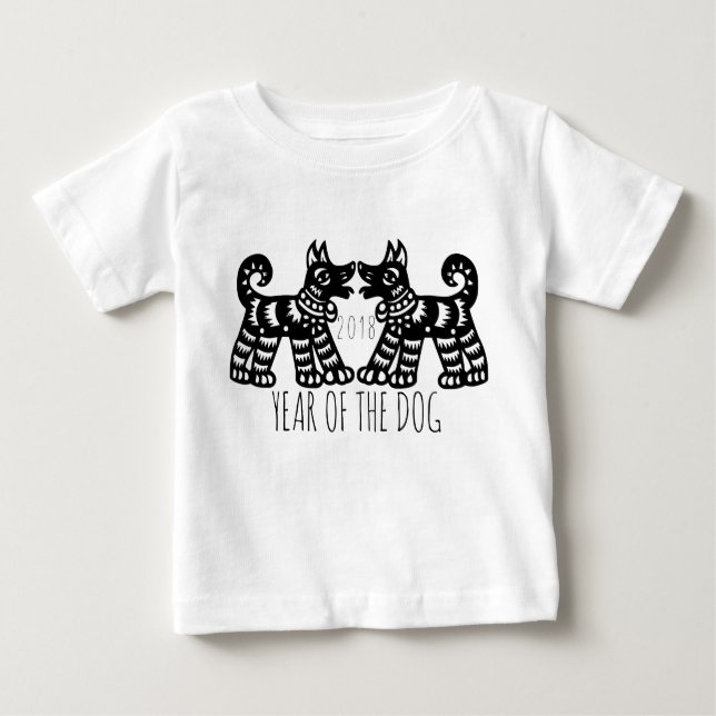 2 Hunde für chinesisches Neujahr 2018 W Baby T-Shi Baby T-shirt (Vorderseite)