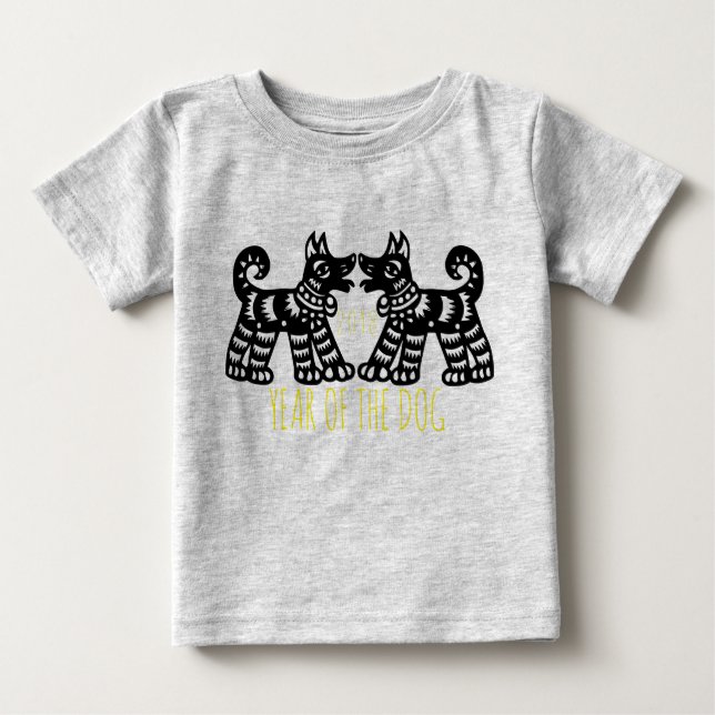 2 Hunde für ErdNeujahrsfest-Baby 2018 2 Baby T-shirt (Vorderseite)