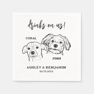 2 Hunde gegenüber Sketch Pet Drinks bei uns Hochze Serviette