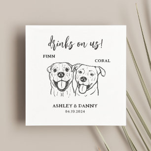 2 Hunde Haustiere Kunstgetränke bei Hochzeit Serviette