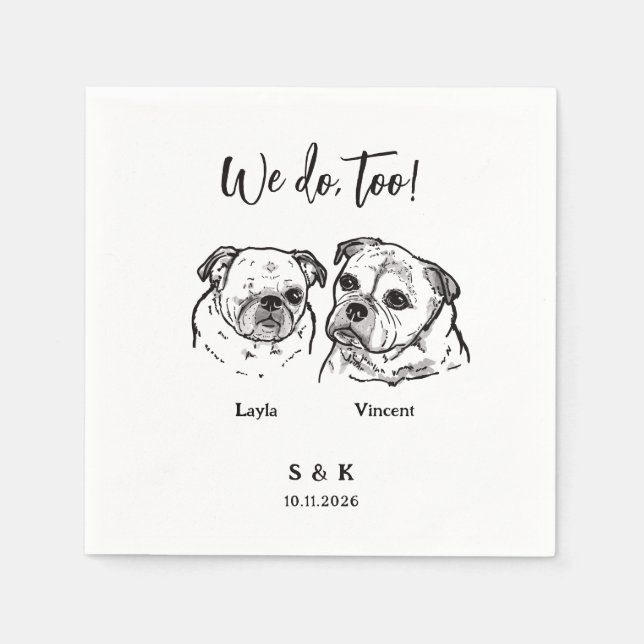 2 Hunde Hochzeit  Serviette (Vorderseite)