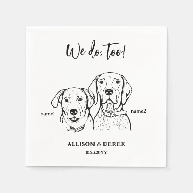 2 Hunde Pet Great Dane Sketch Wedding Serviette (Vorderseite)