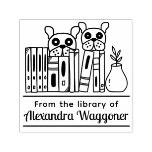 2 Hunde verstecken sich hinter Büchern „aus der Bi Permastempel