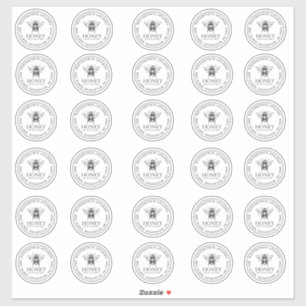 2" Ihr Name hier Editable White Honey Jar Bee Aufkleber