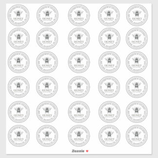 2" Ihr Name hier Editable White Honey Jar Bee Aufkleber