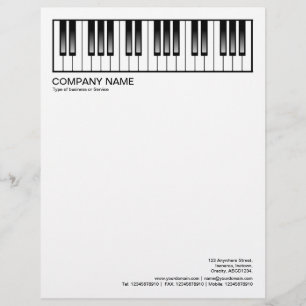 2 im Header 1/2 Zoll Rand - Musik Tastatur Briefbogen