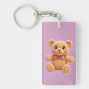 2-in-1 Kawaii Teddy und Rose Doppelseitig Schlüsselanhänger