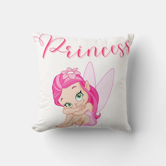 2 in 1 rosa Princess Fairy Throw Kissen (Vorderseite)