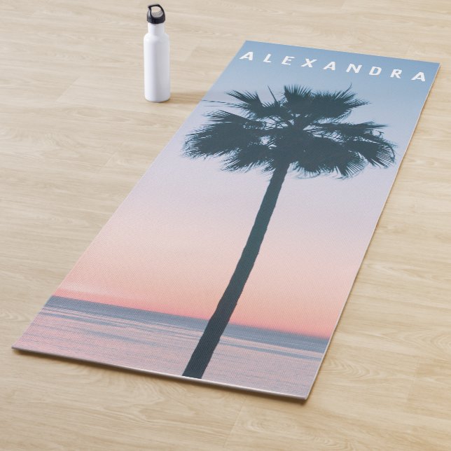 2-in-1 Tropisches Rosa und Blauer Palmenbaum Sonne Yogamatte (Beispiel)