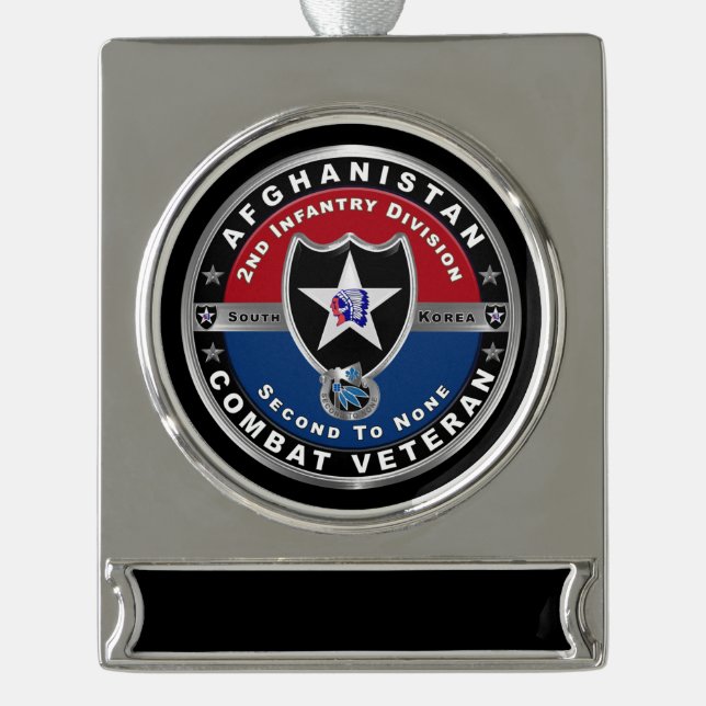 2. Infanterieabteilung Afghanistan Veteran Banner-Ornament Silber (Vorderseite)