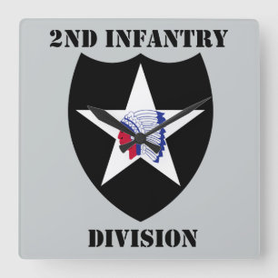 2. Infanteriedivision mit Text Quadratische Wanduhr