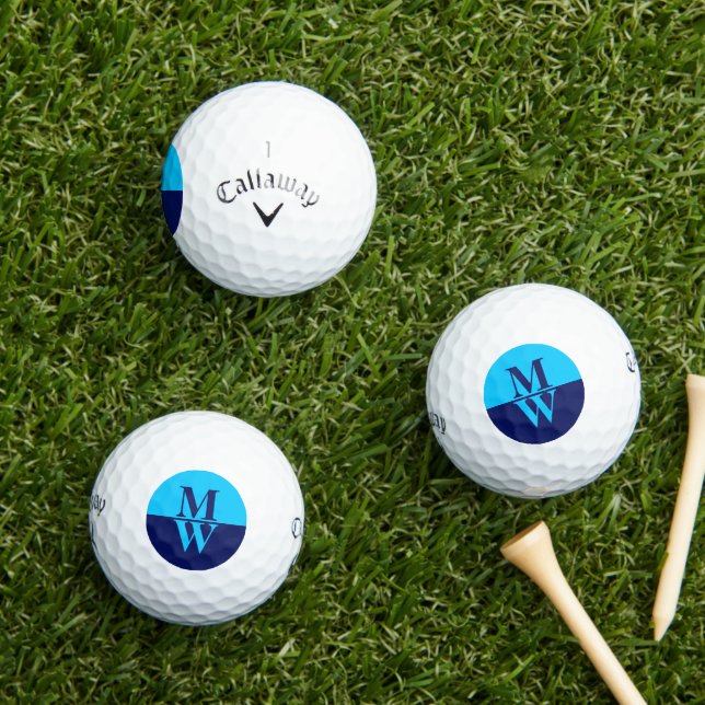 2-initiale Vertikale Monogramm Modernes, blau Golfball (Insitu Gras)