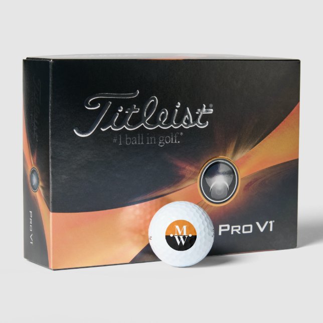 2-Initialen Vertikales Monogramm Modernes Orange/S Golfball (Äußeres Gebäude)