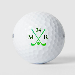 2 Initials Crossed Green Clubs Logo Golfball