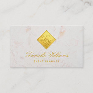 2 Initials Monogram Imitats Gold Foil White Marmor Visitenkarte
