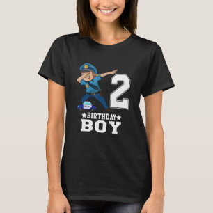 2 Jahre alt 2. Geburtstag Junge Dabbing Polizei fü T-Shirt