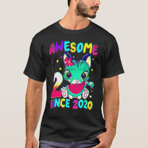 2 Jahre alt 2. Geburtstag Mädchen Niedliche Katze T-Shirt