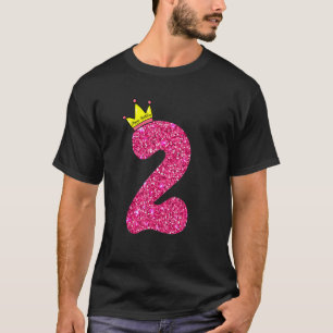 2 Jahre alt 2. Geburtstag Pink Girls Princess Gold T-Shirt